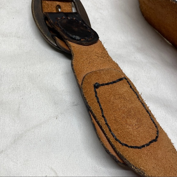 Vintage handmade hand painted wide leather belt 38” - Picture 12 of 16